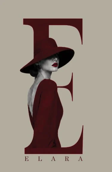 ELARA editorial key visual with burgundy monogram